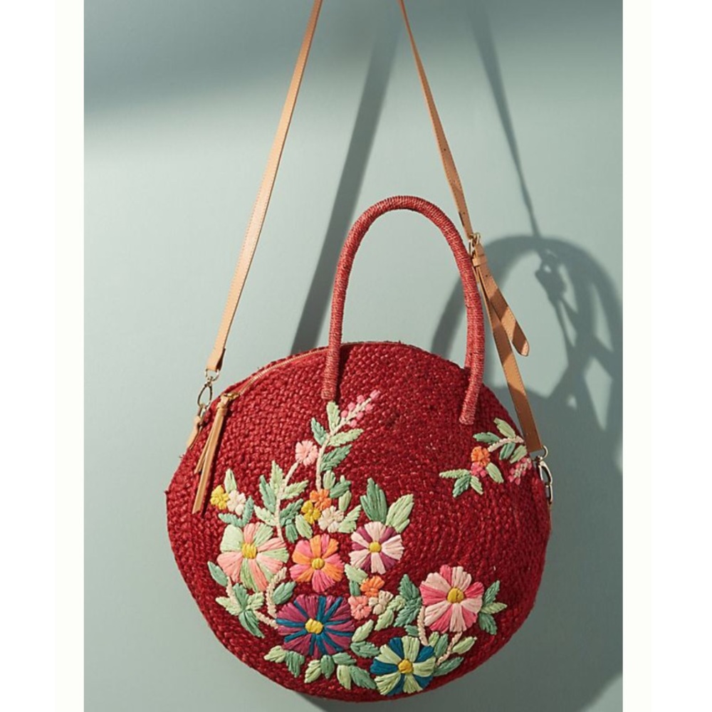 Anthropologie Garden Raffia Crossbody Bag